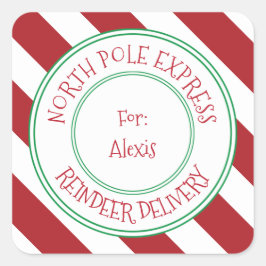 Special Delivery North Pole Weihnachtsgeschenk-Tag Quadratischer Aufkleber
