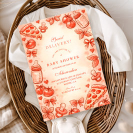 Special Delivery Pizza Baby Shower Einladung