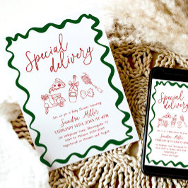 Special Delivery Pizza Baby Shower Italian Einladung