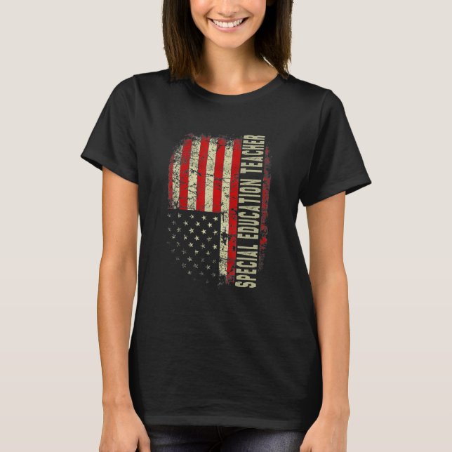 Special Education Teacher Day 4th Of July US Flag  T-Shirt (Vorderseite)