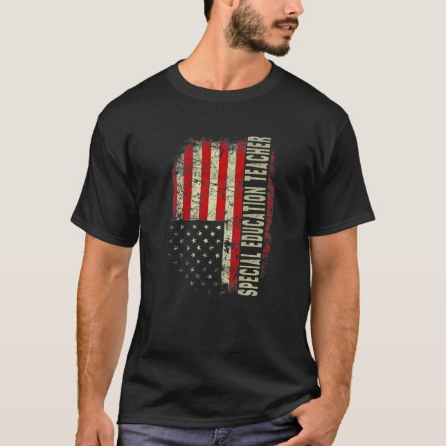 Special Education Teacher Day 4th Of July US Flag  T-Shirt (Vorderseite)