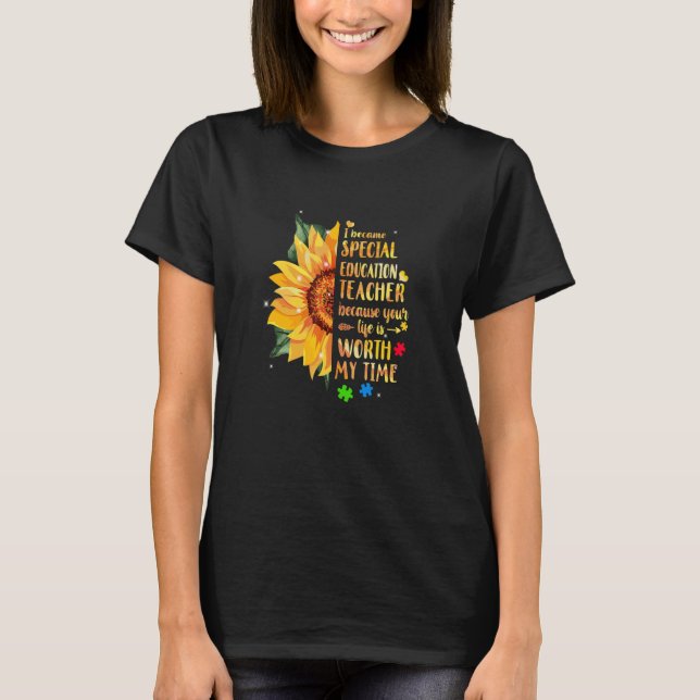 Special Education Teacher Sunflower Autism Awarene T-Shirt (Vorderseite)