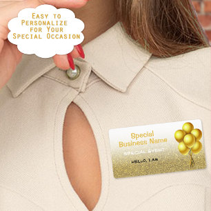 Special Event Balloons Gold Glitzer Name Tags