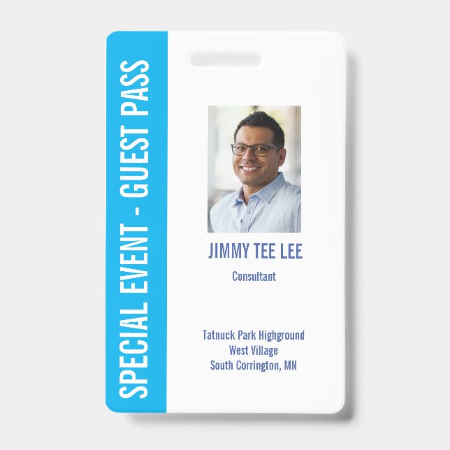 Special Event Security Foto Pass Ausweis (Vorderseite)