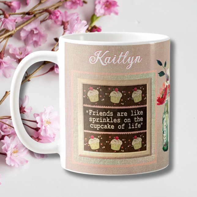 Special Friend Personalized Message Floral Bouquet Kaffeetasse (Von Creator hochgeladen)