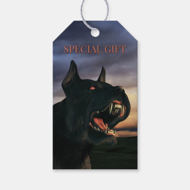 Special Gift. Big, black dog Geschenkanhänger (Vorderseite)