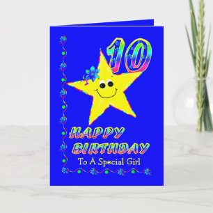 Special Girl 10th Brithday Stars Karte