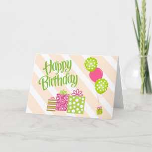 Special Girl's Rosa and Green Birthday Card Karte