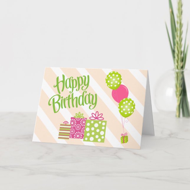 Special Girl's Rosa and Green Birthday Card Karte (Vorderseite)
