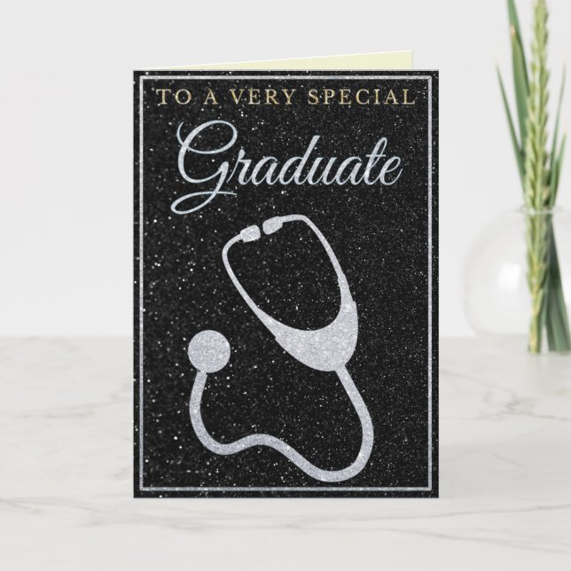 Special Graduate Silver Glitzer Doctor Card Karte (Vorderseite)
