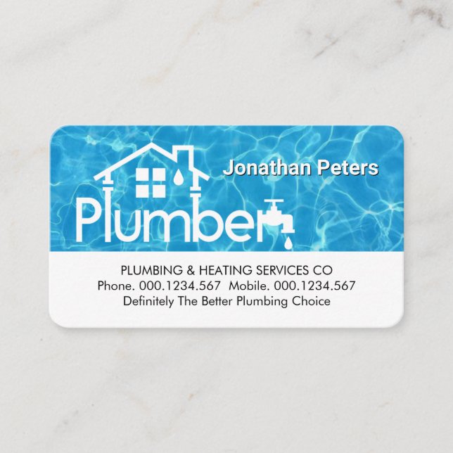 Special Home Plumber Signage On Water Visitenkarte (Vorderseite)