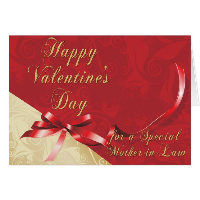 Special Mother-in-Law Gold und Red Filigree Heart (Vorderseite (Horizontal))