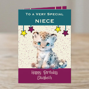 Special Niece Leopard Kinder aquamariner Geburtsta Karte