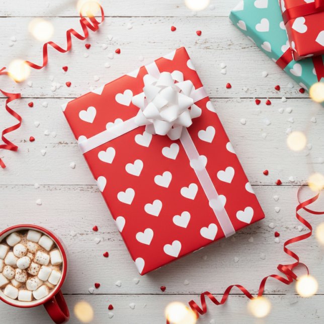 Special Occasion Red And White Heart Patterned Geschenkpapier (Special Occasion Red And White Heart Patterned Wrapping Paper
)