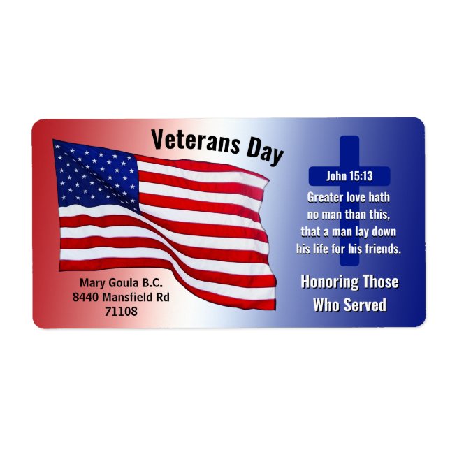 Special Order Veteran's Day Patriotic Labels (Vorne)