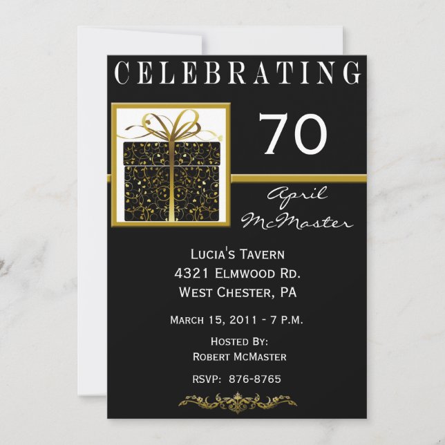 Special Present 70. Geburtstagsparty Einladung (Vorderseite)