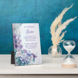 Special Sister Gedicht Pastel Mauve Blue Floral Fotoplatte