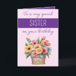 Special Sister gerberbera lila rosa Geburtstag Karte<br><div class="desc">Feiern Sie den besonderen Tag Ihrer Schwester mit einem pulsierenden Bouquet Gerberas,  das Freude,  Liebe und Freundschaft symbolisiert! Diese fröhlichen Blüten sind der perfekte Weg,  Ihnen zu zeigen,  wie viel sie Ihnen bedeutet. Personalisieren Sie Ihre Geburtstagskarte mit einer herzlichen Nachricht. rosa/Lila</div>