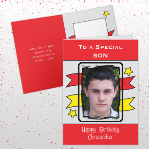 Special Son Red Gelb Foto Geburtstag Karte