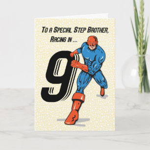 Special Step Brother 9th Birthday Superheld Karte