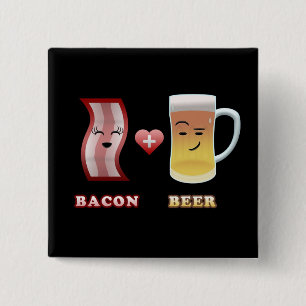 Speck + Bier in der Liebe (schwarzes bkgd) Button
