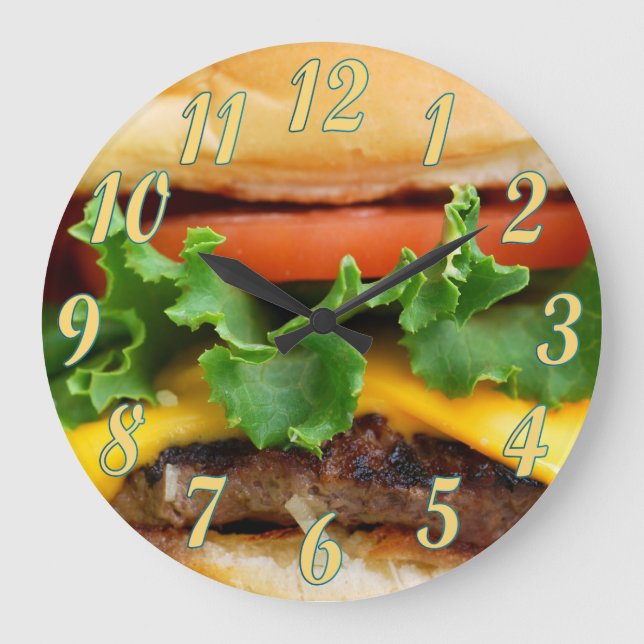 Speck-Cheeseburger Große Wanduhr (Vorderseite)