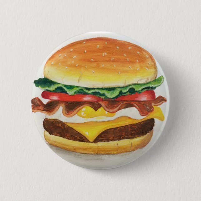 Speck-Ei u. Cheeseburger-Knopf Button (Vorderseite)