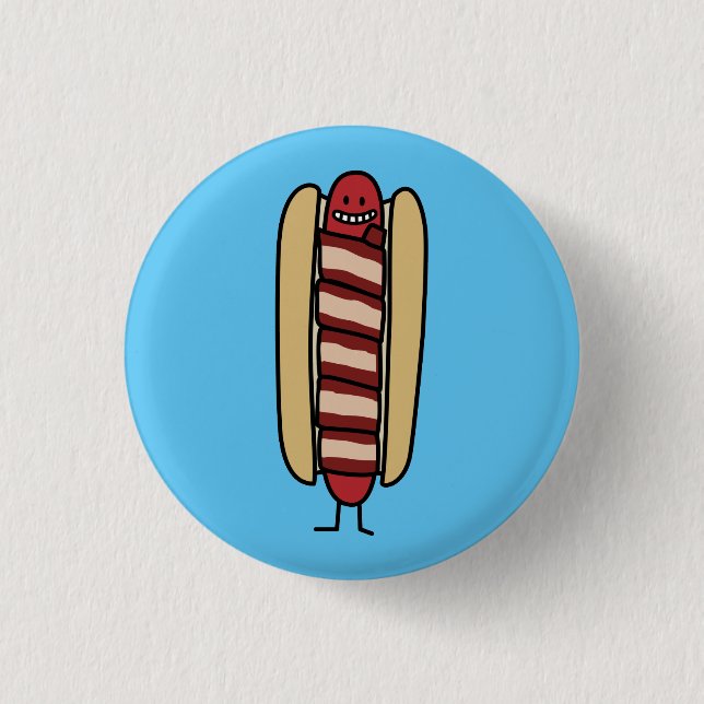 Speck eingewickelte Hotdog-Würstchen-Dackel Button (Vorderseite)