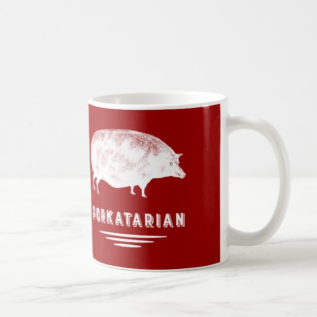 Speck-Liebhaber Porkatarian Vintages Schwein-Rot Tasse (Rechts)