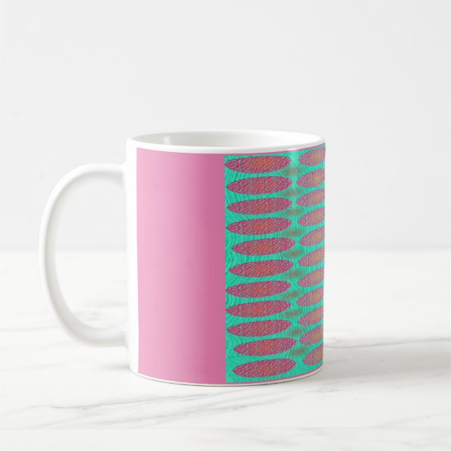 Speckbabyblau und blassrosa Globusdesign Kaffeetasse (Links)