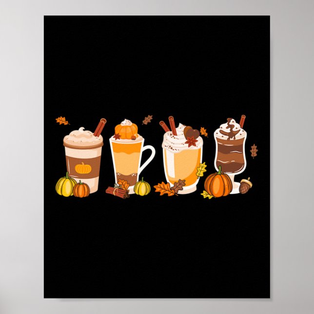 Speckkaffee Latte Herbst Herbstsaison Hallo Fall Poster (Vorne)