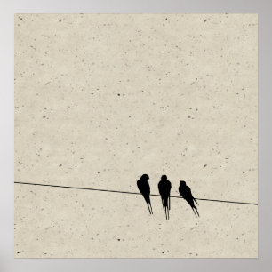 Speckle Blackbirds Silhouette auf Wire Poster