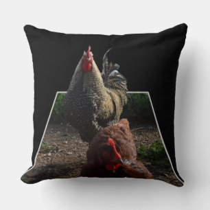 Speckled Fluffy Rooster und Hen Big Throw Kissen. Kissen