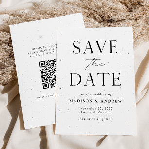 Speckled Modern Elegance QR Code Save The Date