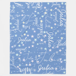 Speckled Stars on Light Blue Sky with Her Name Fleecedecke