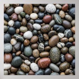 Speckled Wet River Stones Poster