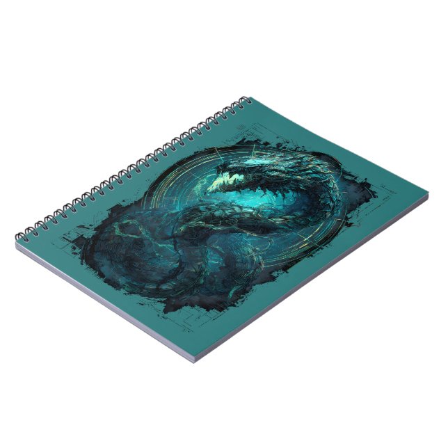 Spectral Coil Cyberpunk Serpent Dark Art Notizblock (Linke Seite)