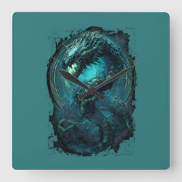 Spectral Coil Cyberpunk Serpent Dark Art Quadratische Wanduhr