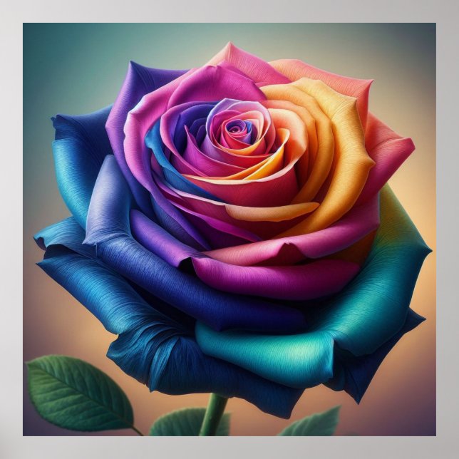 Spectrum Bloom - Vivid Rainbow Rose Poster (Vorne)