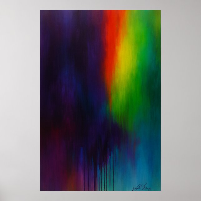 Spectrum Cascade - Abstrakte Tropfenmalerei Poster (Vorne)