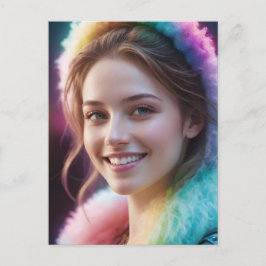 Spectrum Dreamer: Iridescent Rainbow Portrait Feiertagspostkarte
