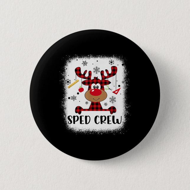 Sped Crew Büffel Kariert Rentier Weihnachtsmann Hu Button (Vorderseite)