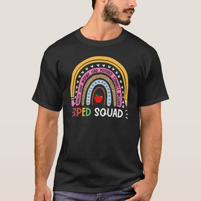 Sped Crew Regenbogen Special Bildung Lehrer Happy T-Shirt (Vorderseite)