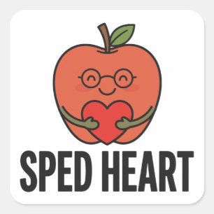 SPED-Herz — Süßer Apfel mit Brille für Sonderpädag Quadratischer Aufkleber
