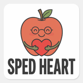 SPED-Herz — Süßer Apfel mit Brille für Sonderpädag Quadratischer Aufkleber