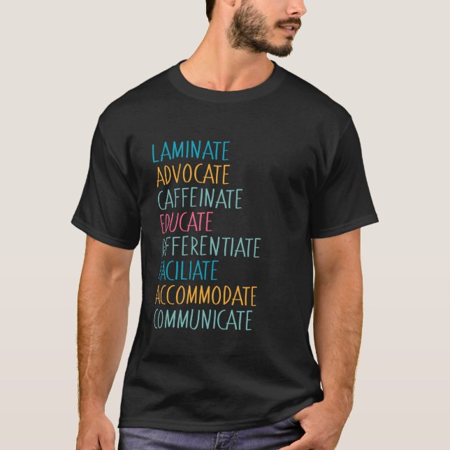 SPED Laminate Advocate Caffeinate Educational T-Shirt (Vorderseite)