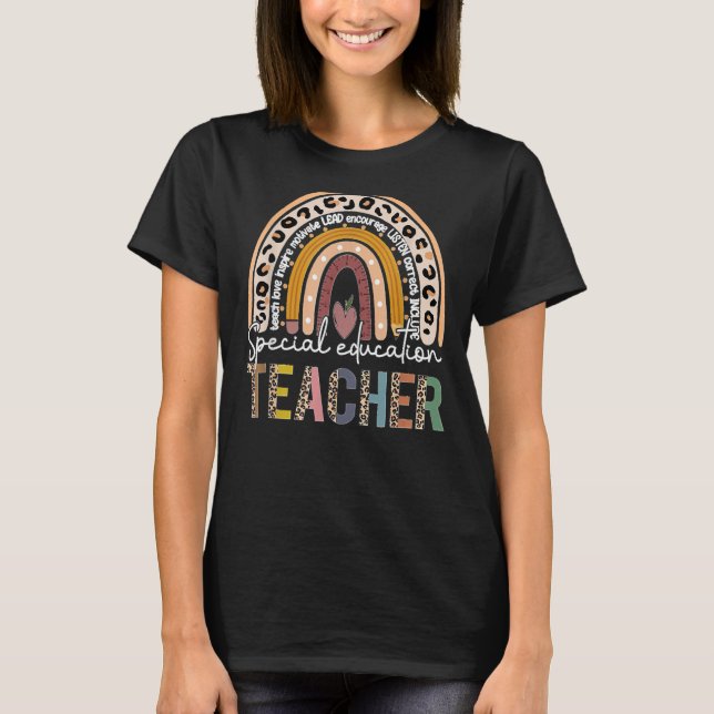 Sped Special Bildung Lehrer Leopard Regenbogen Die T-Shirt (Vorderseite)