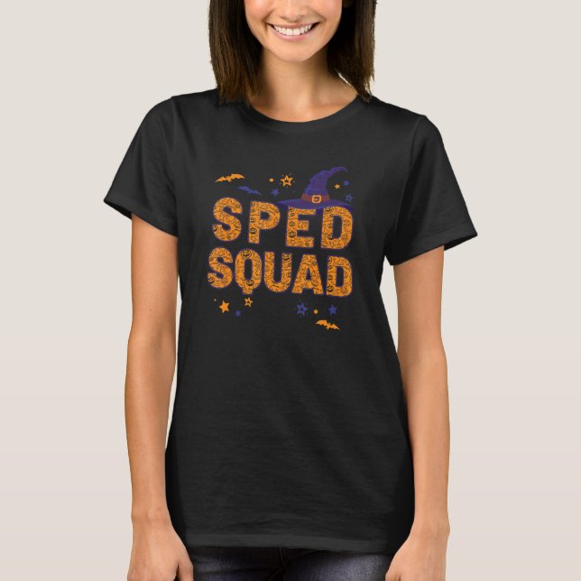 Sped Squad Hexenhut Sped Teacher Crew Halloween m T-Shirt (Vorderseite)