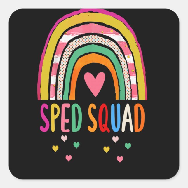 Sped Squad Special Bildung Teacher Sped Ed Quadratischer Aufkleber (Vorderseite)