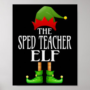 Sped Teacher Elf Xmas Funny Familie Matching Chris Poster